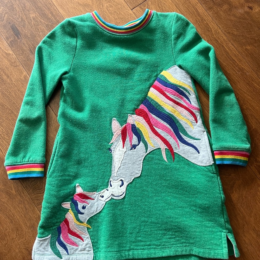 Mini Boden Long Sleeve appliqué sweatshirt dress